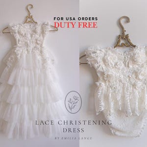 Tulle christening dress, lace christening dress, christening gown, baptism dress, baptism gown, lace dress