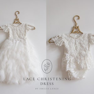 Tulle christening dress, lace christening dress, christening gown, baptism dress, baptism gown, lace dress