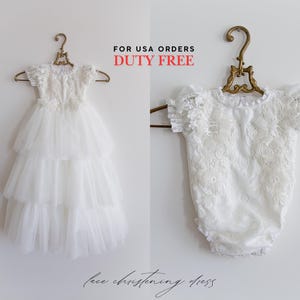 Tulle christening dress, lace christening dress, christening gown, baptism dress, baptism gown, lace dress