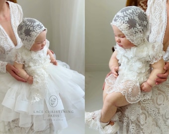 Robe de baptême pour bébé fille, robe de baptême, robe de baptême, robe de baptême, robe de baptême en dentelle,