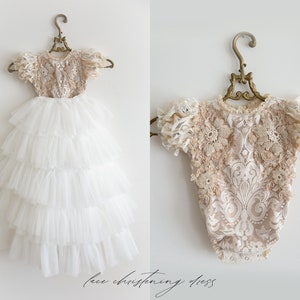 Tulle christening dress, lace christening dress, christening gown, baptism dress, baptism gown, lace dress