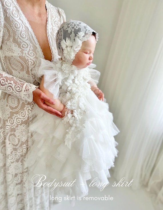 sachin and babi light blue dress Lola Christening Gown: Elegant, custom-made baptism dress