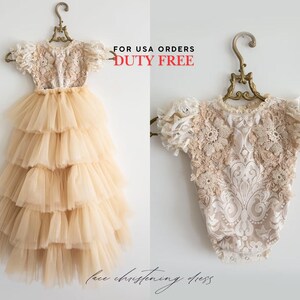 Christening dress, bodysuit with removable skirt, christening gown, baptism dress, baptism gown, lace dress