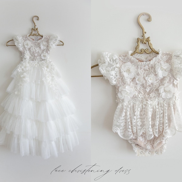 Vestido de bautizo de tul, vestido de bautizo de encaje, vestido de bautizo, vestido de bautizo, vestido de bautizo, vestido de encaje