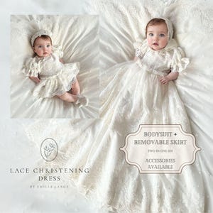 Bella cotton lace christening dress, lace christening dress, christening gown, baptism dress, baptism gown, lace dress for girl
