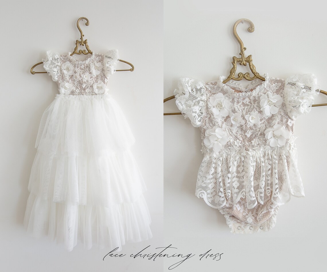 Christening Dress Bodysuit With Removable Skirt Christening Etsy