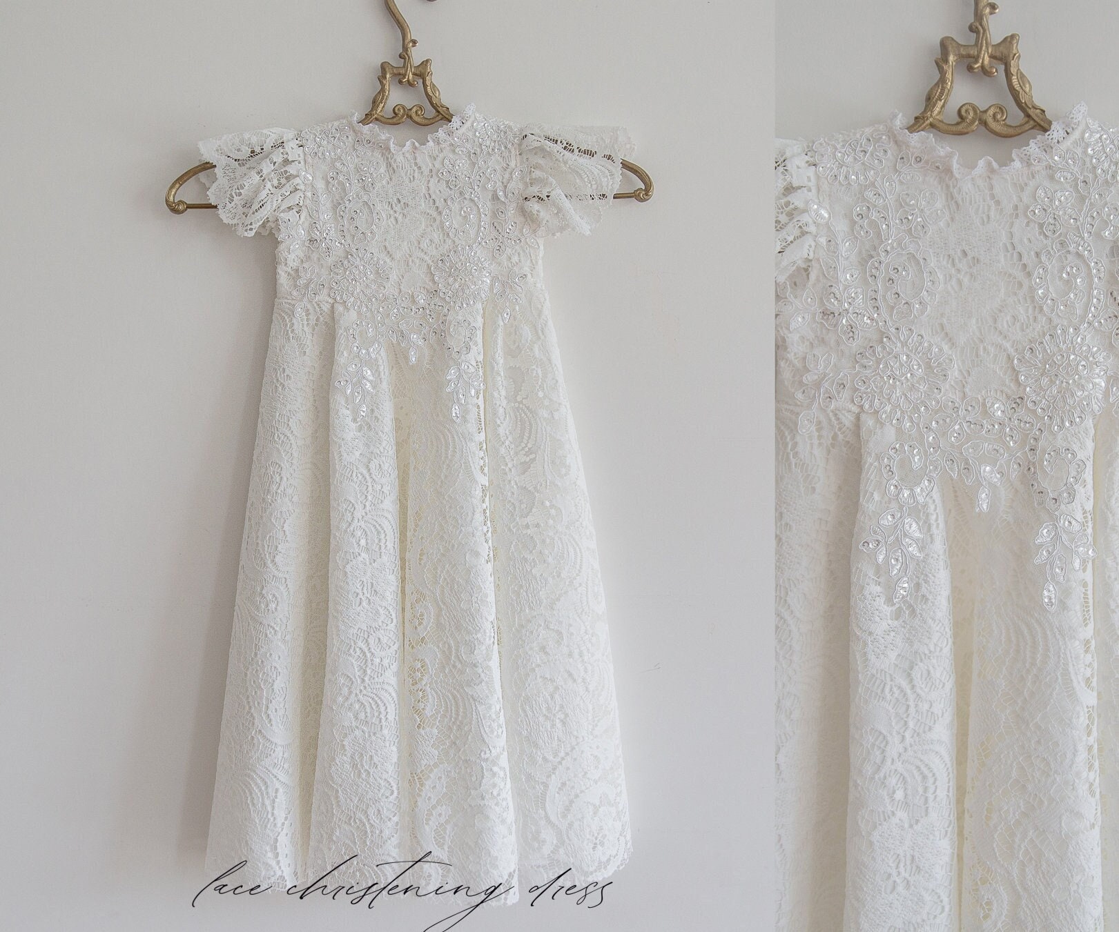 One piece christening dress, christening dress, christening gown, baptism dress, baptism gown, lace dress, dedication dress