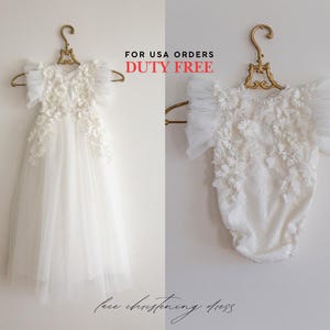 Christening dress, tulle christening gown, christening gown, baptism dress, baptism gown, lace dress