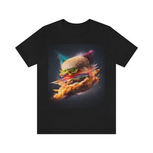 Foodie Lover Burger Lover Cyan Purple - Exploding Burger Series  - - Unisex Jersey Short Sleeve Tee