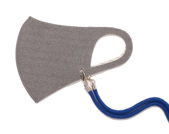 heather grey 3D mask with royal blue cord
