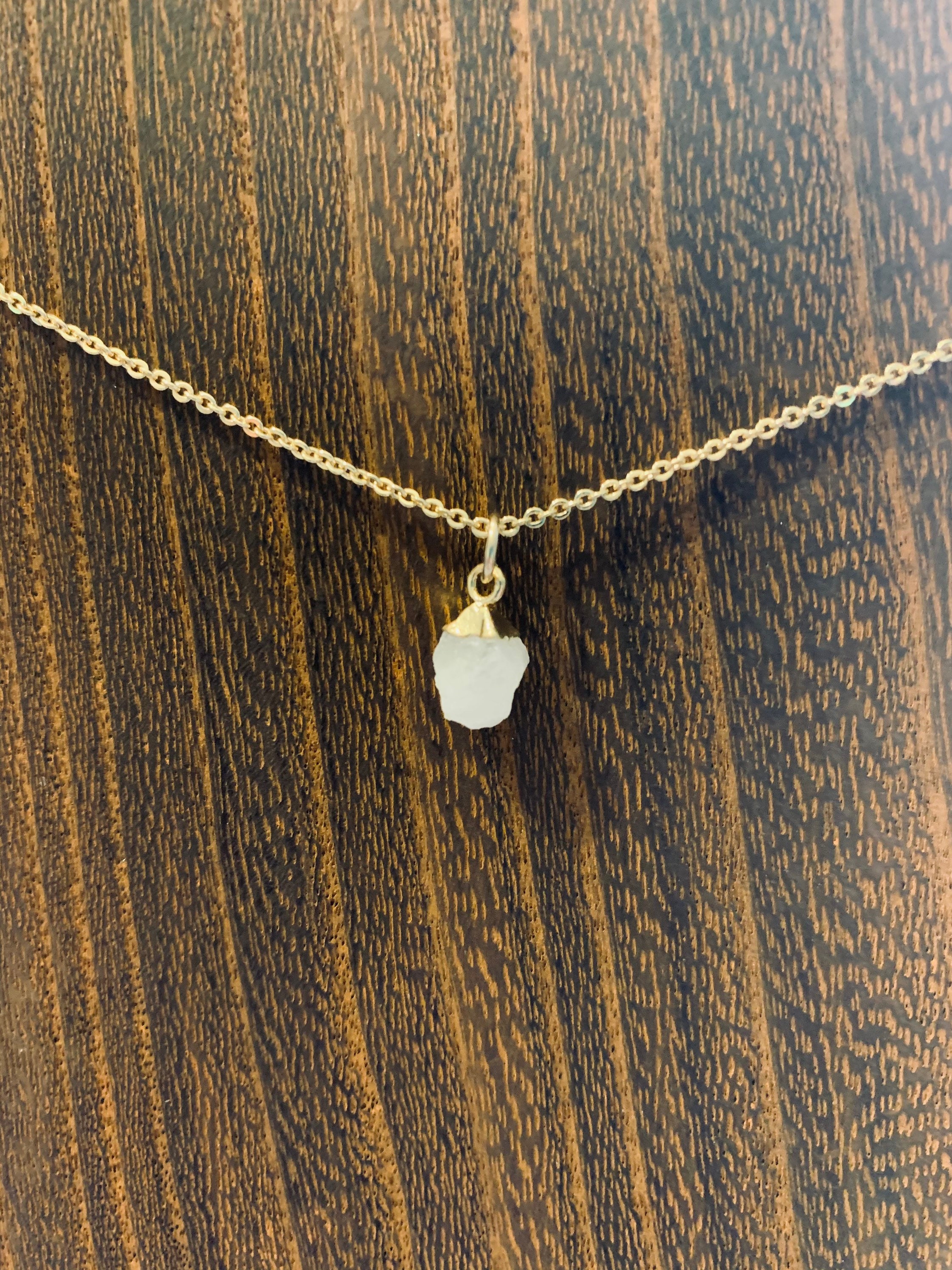 Gold Filled Moonstone Charm Necklace Etsy