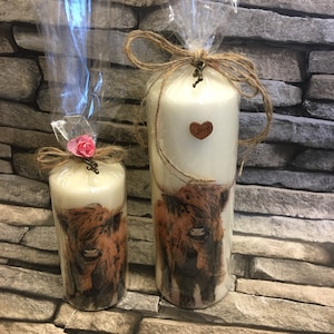 Highland cow candle