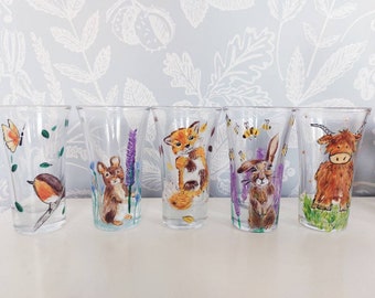 Hand painted shot glass. Can be personalised for free. Several designs available. Custom design available also.