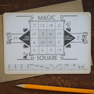 Personalisierte Datum Magic Square Postkarte Vintage