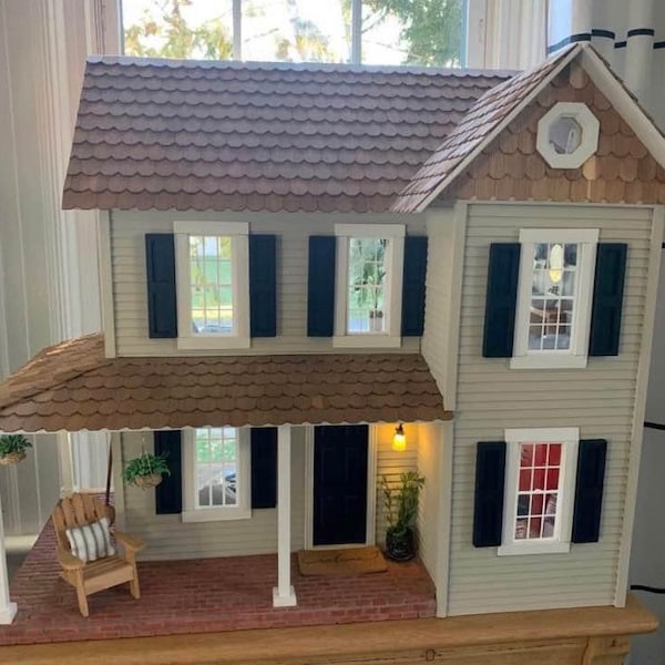 Custom Handcrafted Fully Furnished 1:12 Scale Cape Cod Martha’s Vineyard Beach Cottage Dollhouse P/U MA Zip Code 02726