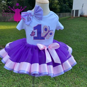 Baby tutu Outfit, Custom birthday outfit, Toddler&#39;s tutu, purple and pink tutu, Kid&#39;s Birthday Tutu, Tutu with shirt, Kid&#39;s custom tutu set