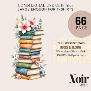 Floral Books Clipart Bundle: Wildflower Vintage Book Designs (PNG Digital Download)