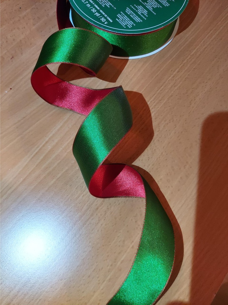 Christmas Wired Edged Ribbon Red and Green Reversible Christmas decoration