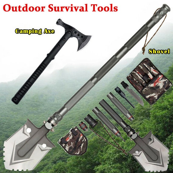 Folding Shovel Axe Set Tactical Survival Multi Tools Camping Etsy