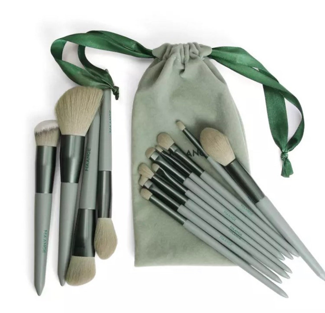 Beautiful 13 Piece Green Makep Brush Set Etsy