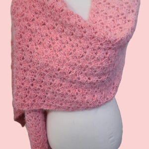 Hand Crocheted Acrylic Wrap: Purple, Pink, Black Shell Pattern