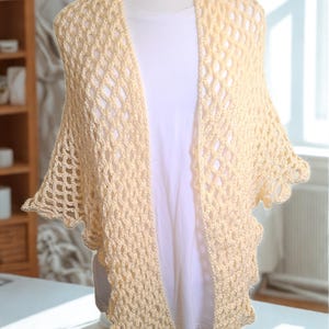 Shawl; Yellow, Handmade, Crocheted , V-Shape Style; Accessory; Gift for Her