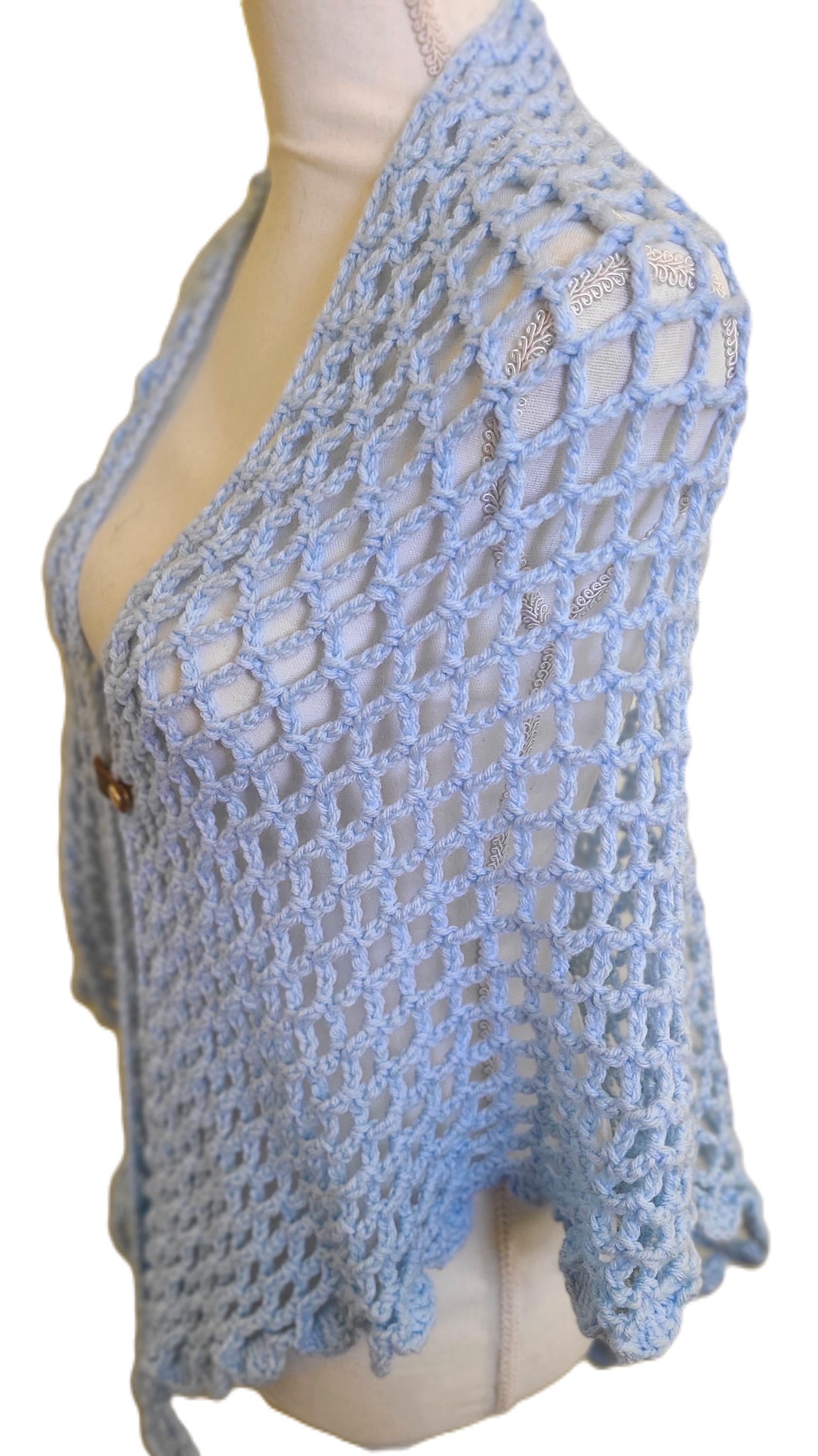 Blue Acrylic Yarn-dyed Women Shawl
