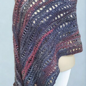 Shawl.  Hand Crochet:  Blue Multi Colored Rectangle Style Acrylic Accessory