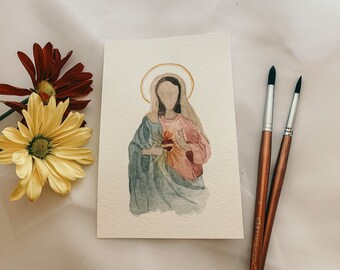 Immaculate Heart of Mary | Original Watercolor Painting