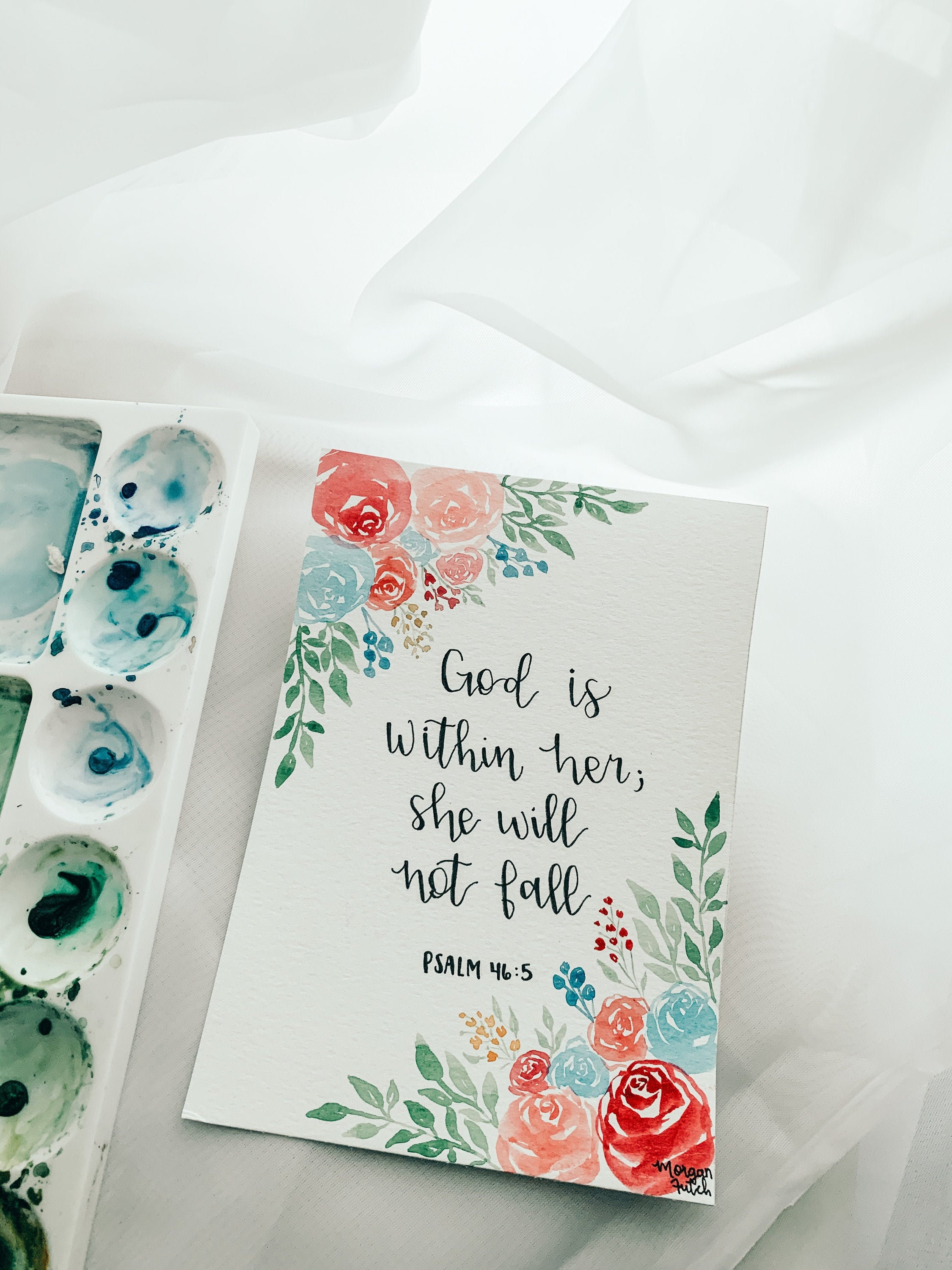 Corner Flower Bible Verse Original Watercolor Painting Etsy