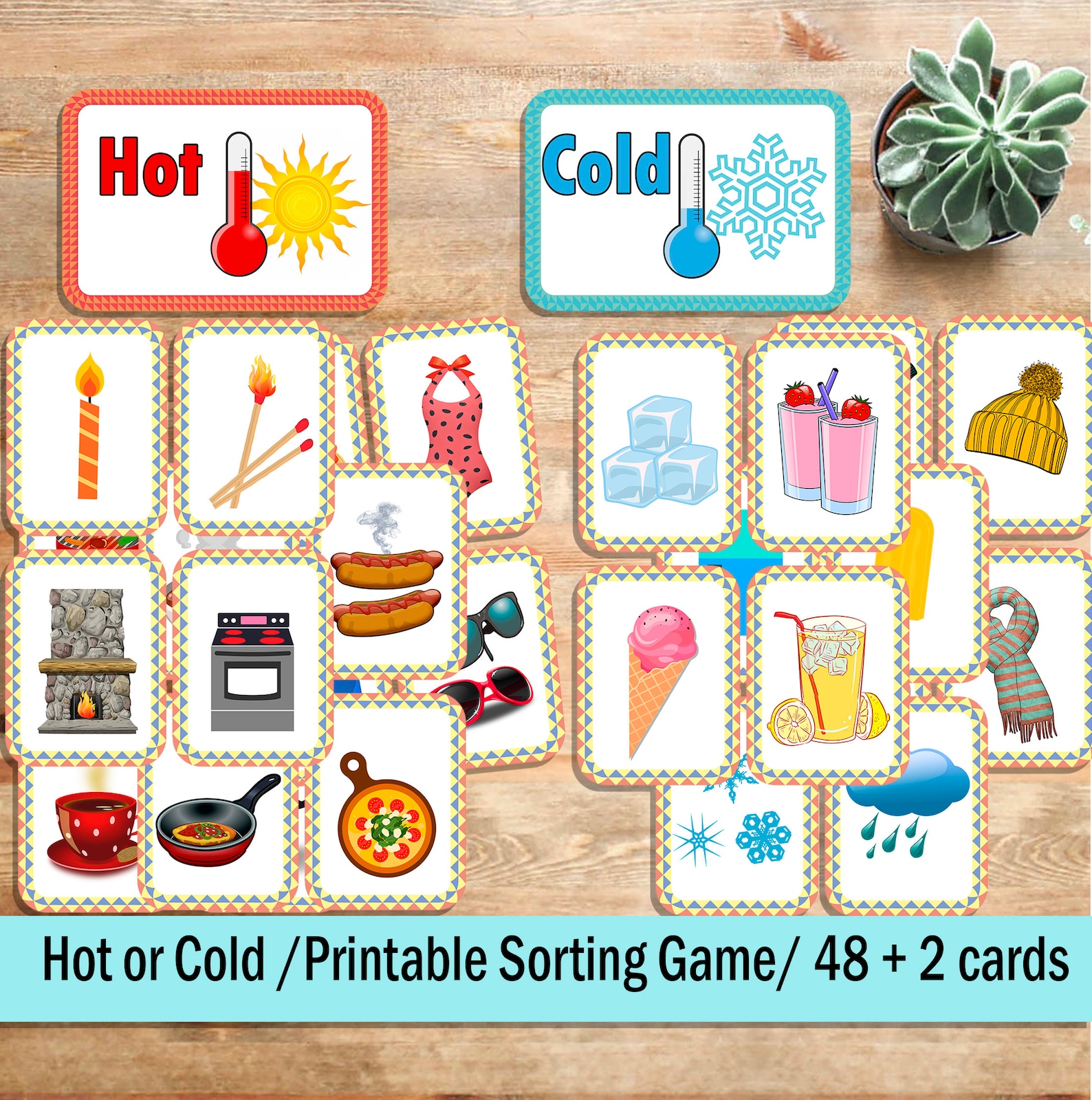 Hot and Cold Sorting Game Printable Homeschool Game Etsy