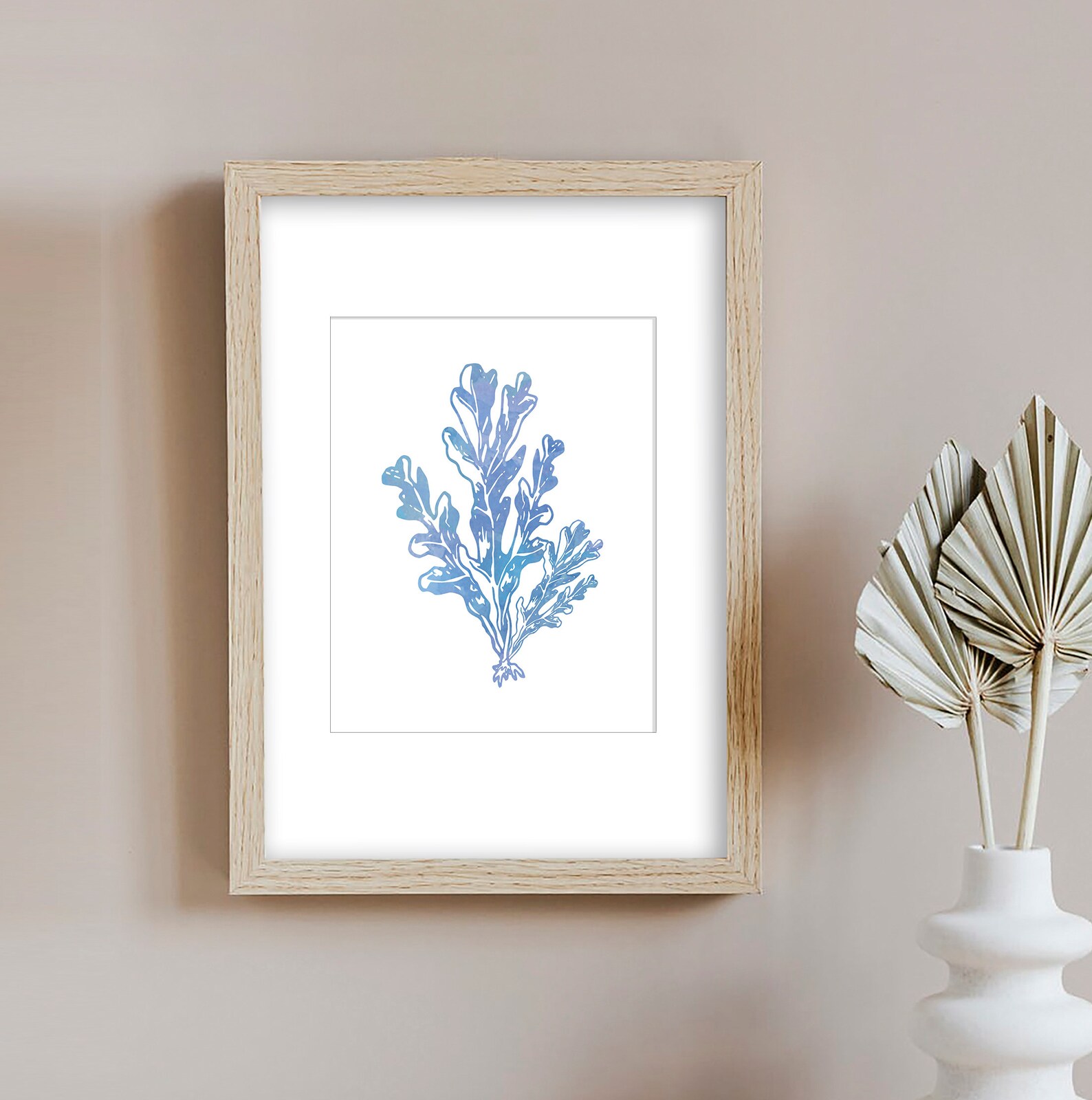 Blue Seaweed Prints Nautical wall art Watercolor sea plants Etsy