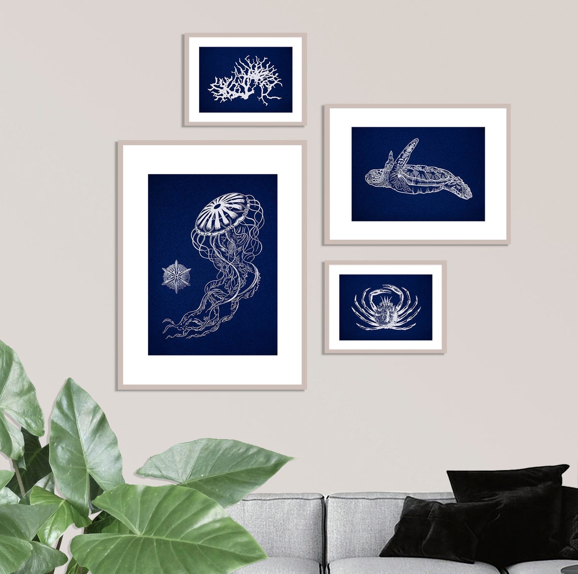 Under the sea Wall Art Sea coral art print Turtle wall art Etsy