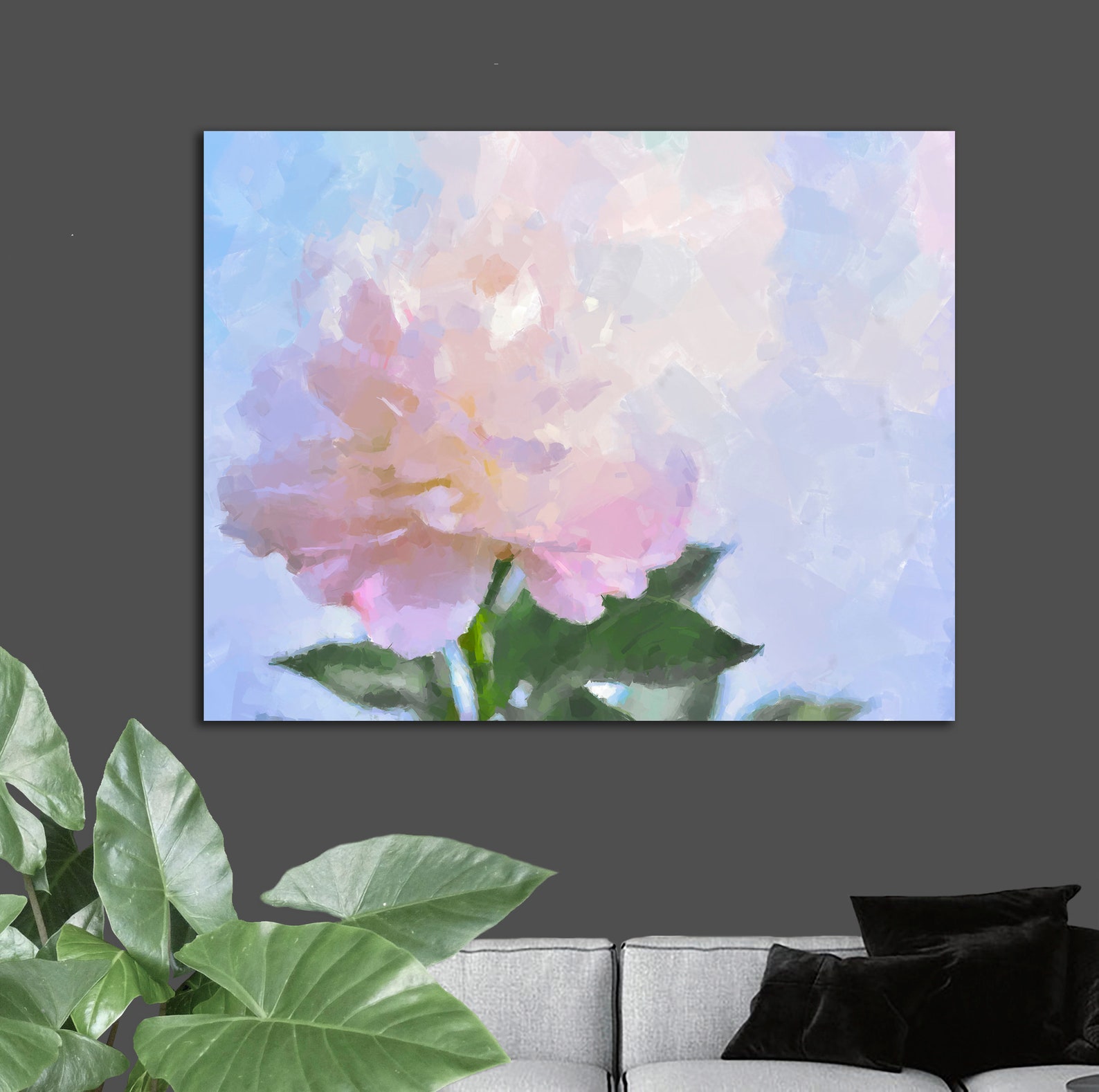 Pink peony wall art Large peony art print Light pastel colors Etsy