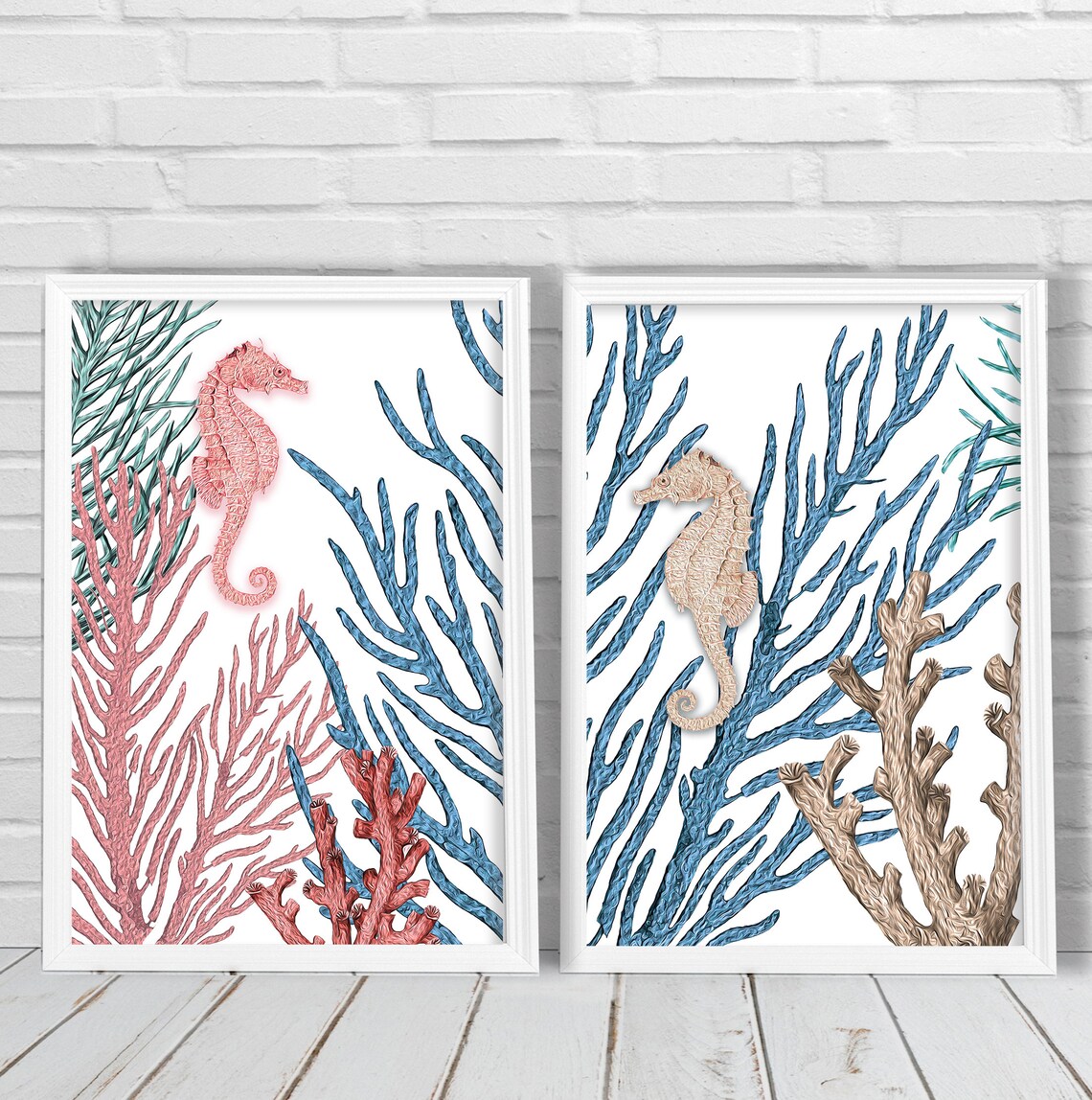 Underwater art print Ocean life wall Art Coastal decor Etsy