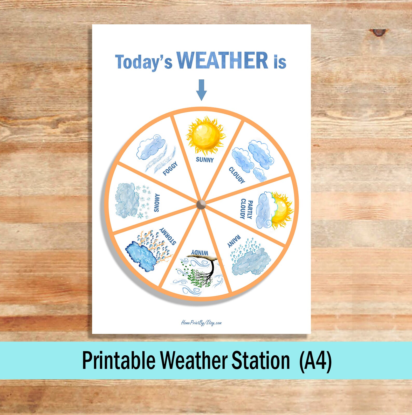 Weather Station Printable Weather Wheel Montessori Weather | Etsy