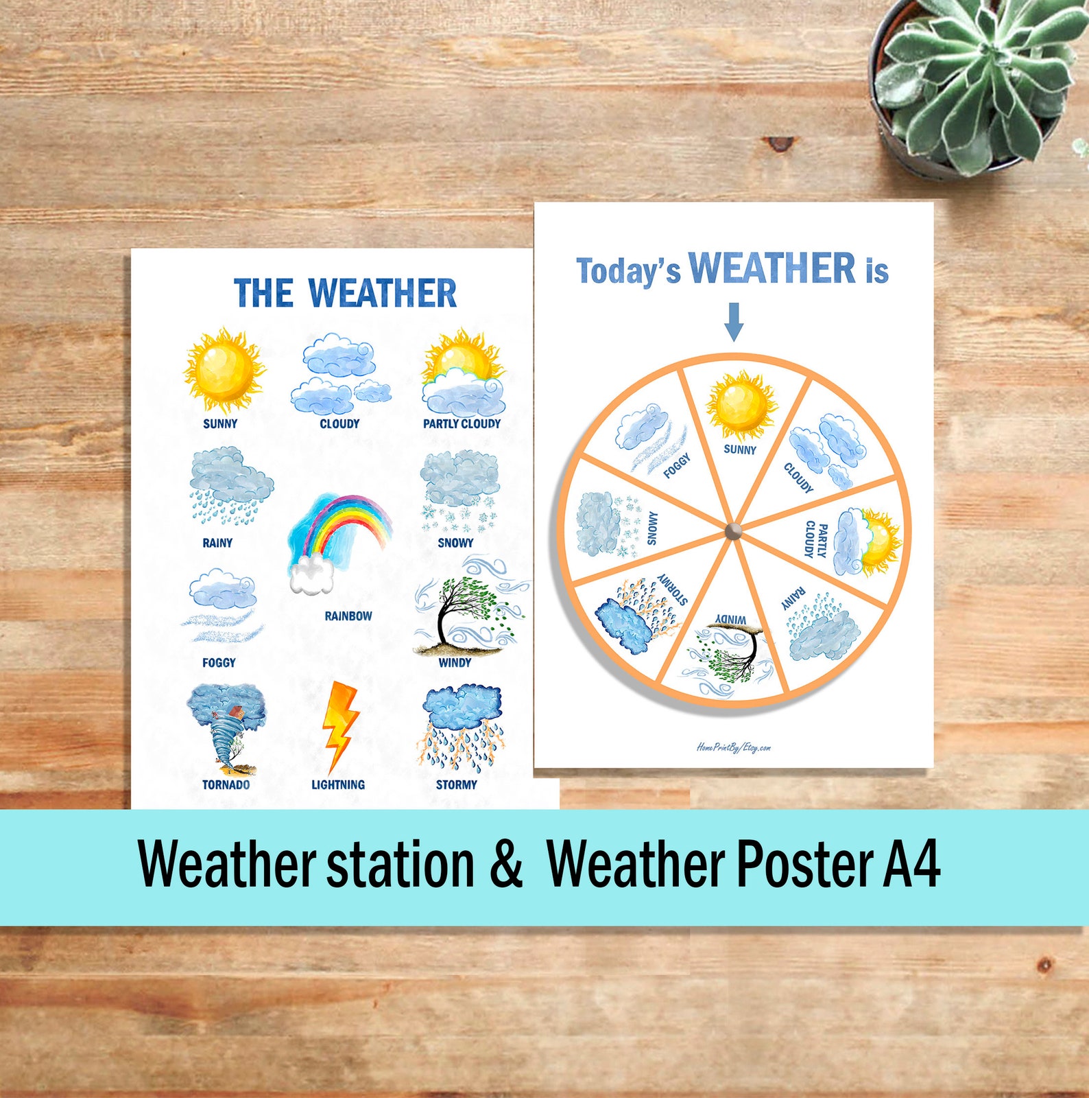 Weather Station Printable Weather Wheel Montessori Weather | Etsy