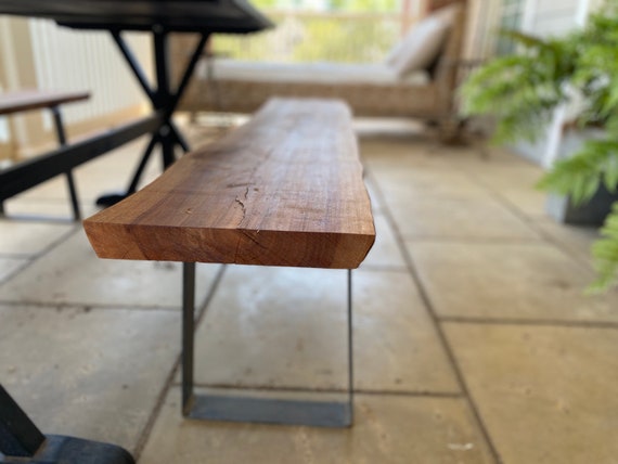 Live Edge Bench 5 Feet Stunning Hand Bent Metal Legs Etsy