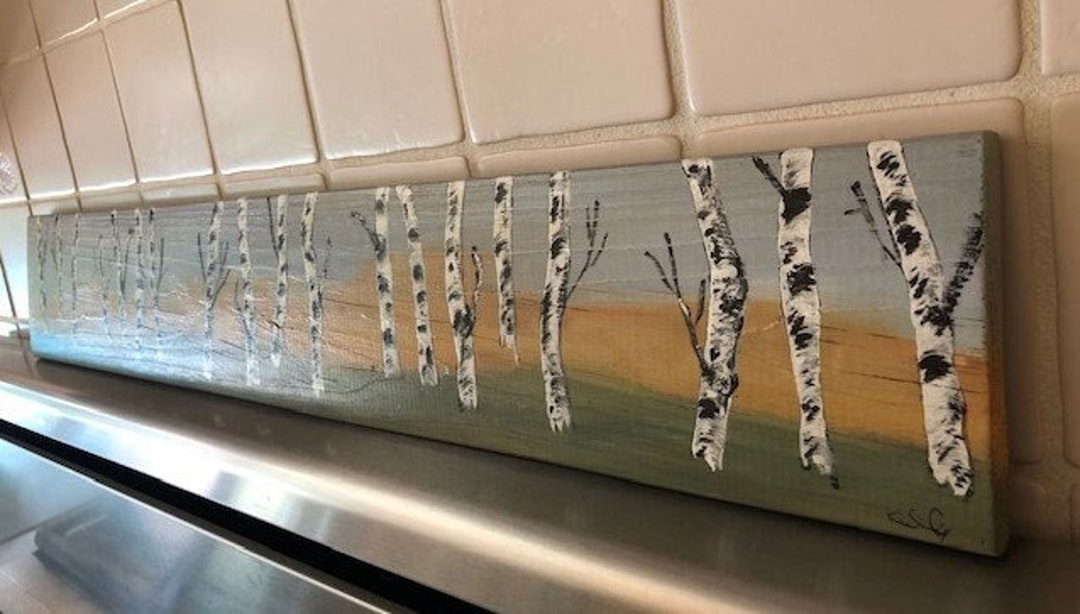 Wall Mounted or Lean Rustic Birch Tree Scene on Repurposed Wood - Etsy