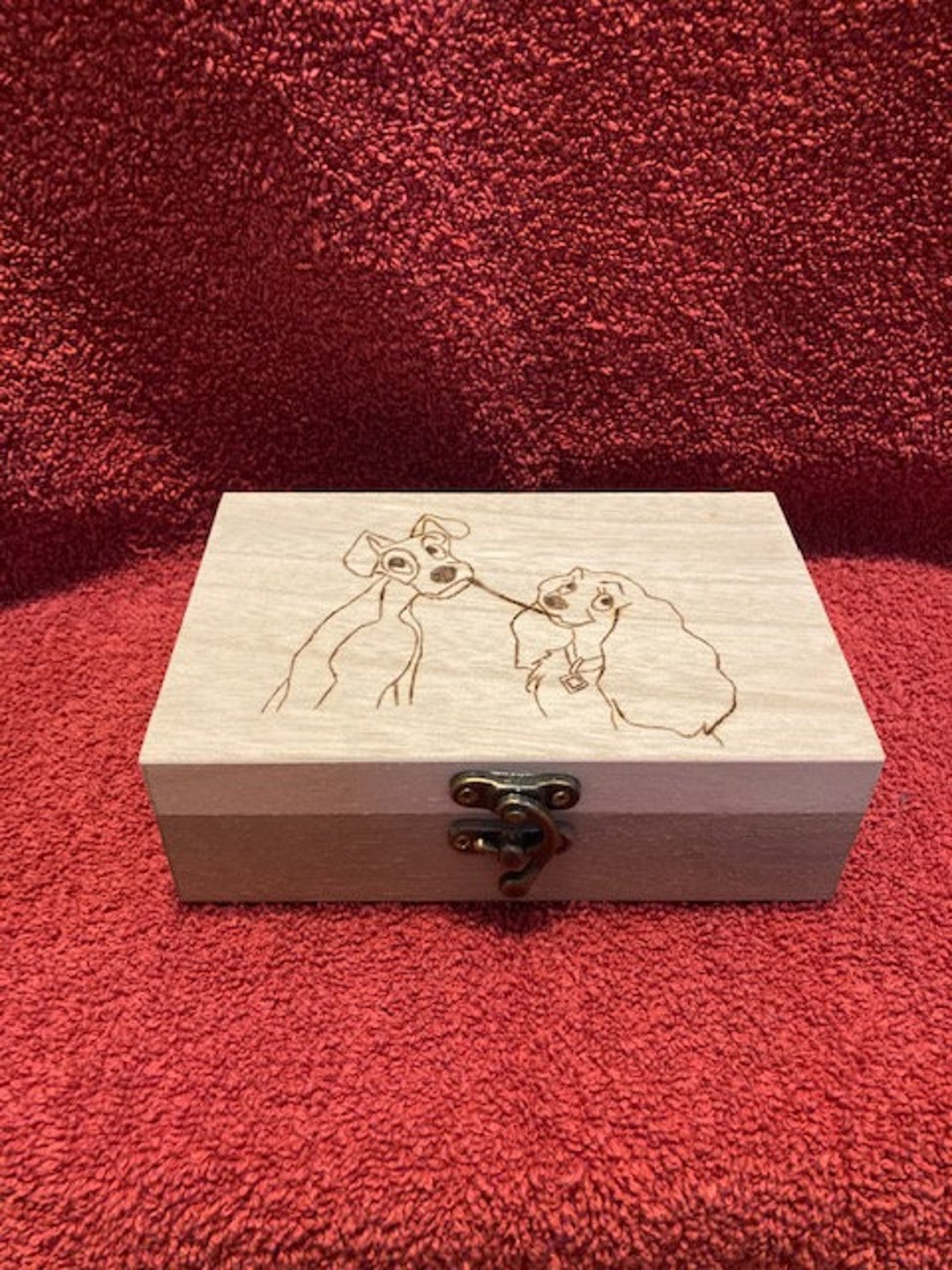 Dog Wood Burned Jewelry Box, Cocker Spaniel Jewelry Box, Dog Wood