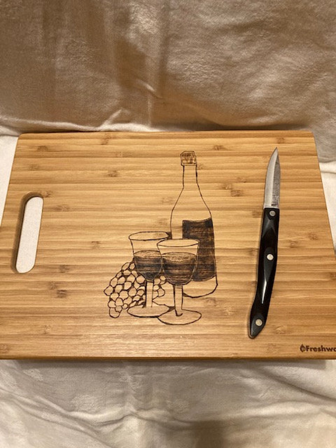 Wine and Grapes Wood Burned Cutting Board, Wine Themed Cheese Board