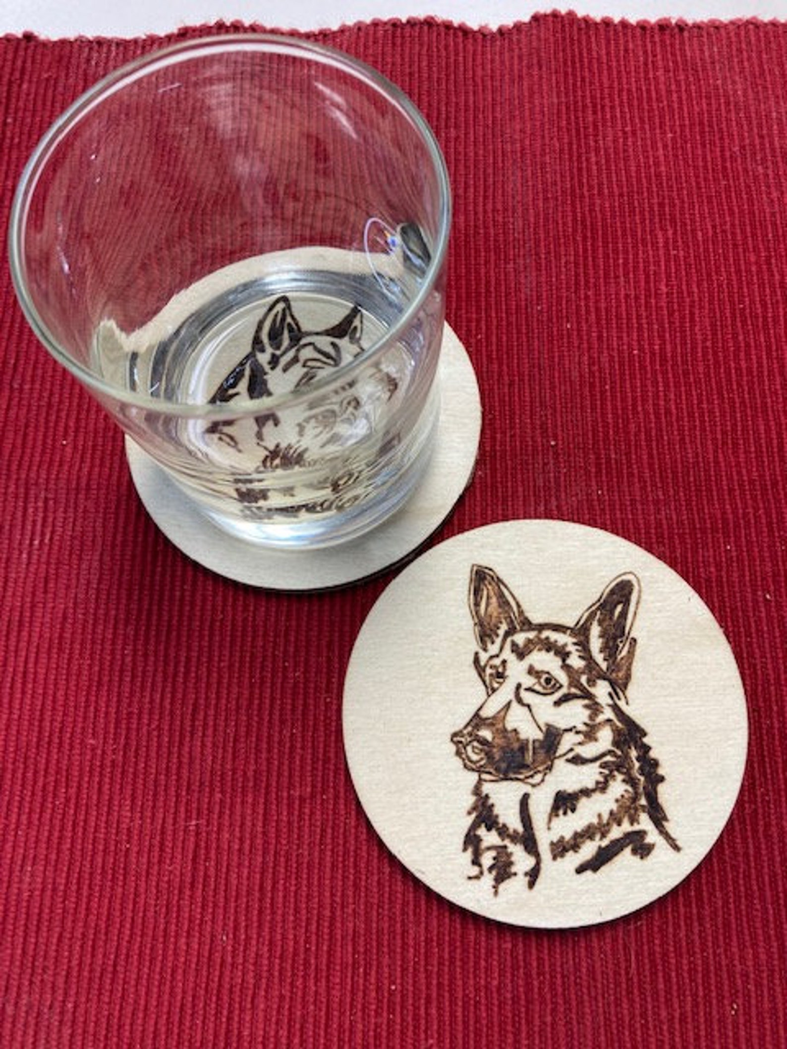 Dog Breed Wood Burned Coaster Set Dog Wooden Drink Coasters Etsy