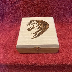 Arabian Horse Head Jewelry Box, Horse Wood Burned Jewelry Box, Horse Memorial Wood Box, Horse Lover&#39;s Wood Jewelry Box