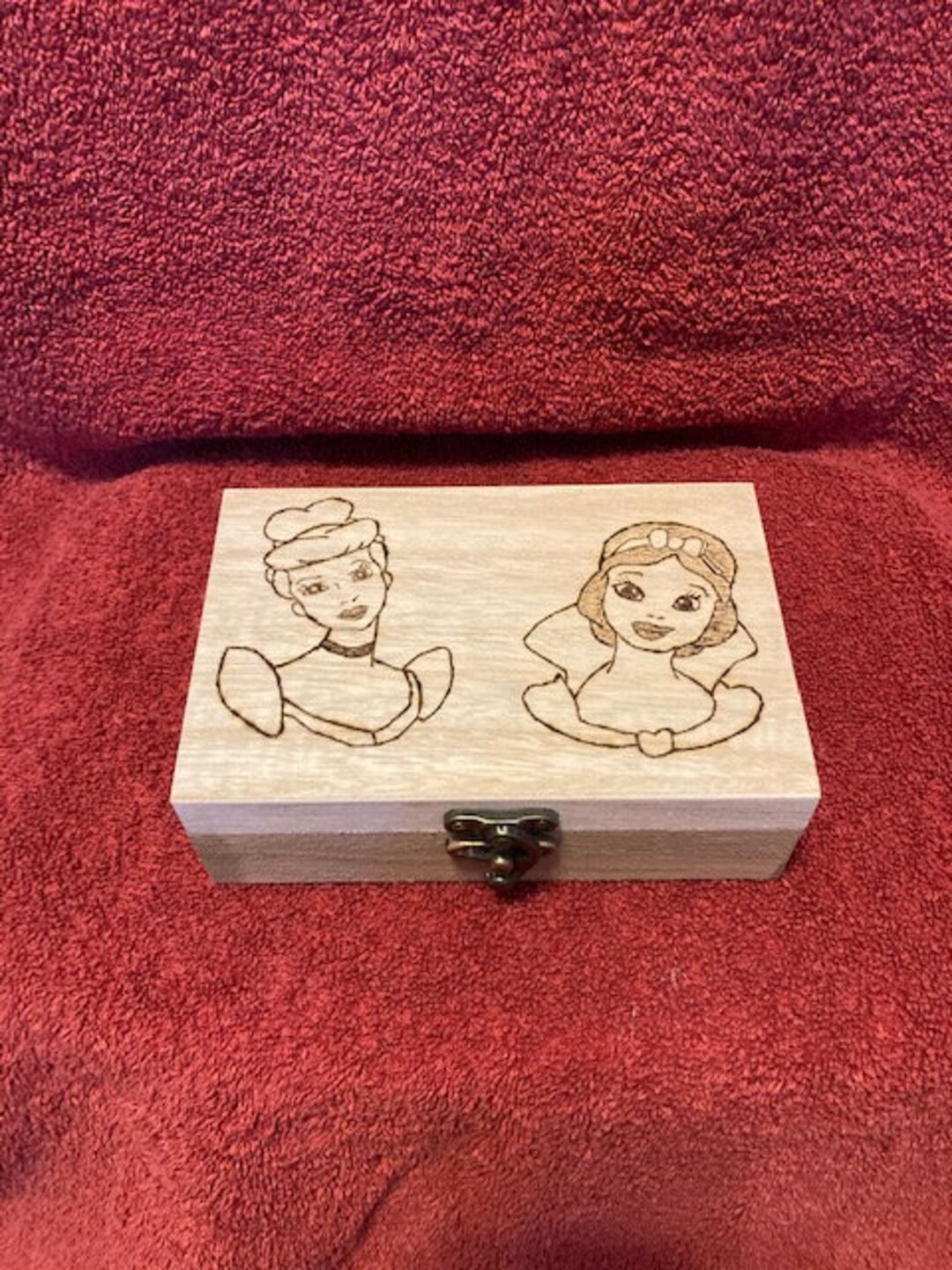 Princess Wood Burned Jewelry Box, Princess Keepsake Box, Wood Princess