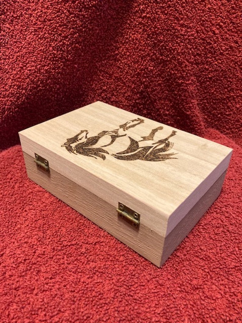 Horse Wood Burned Jewelry Box, Horse Wooden Keepsake Box, Horse Trinket