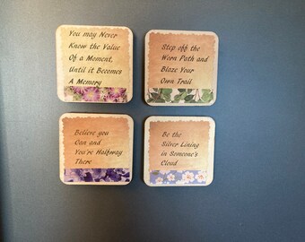 Inspirational Quote Magnet Set, Wooden Refrigerator Quote Magnets, Positive Quote magnets