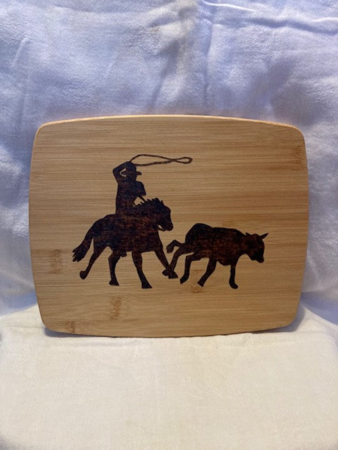 Calf Roping Cutting Board, Roping Wood Burned Cutting Board, Cowboy ...