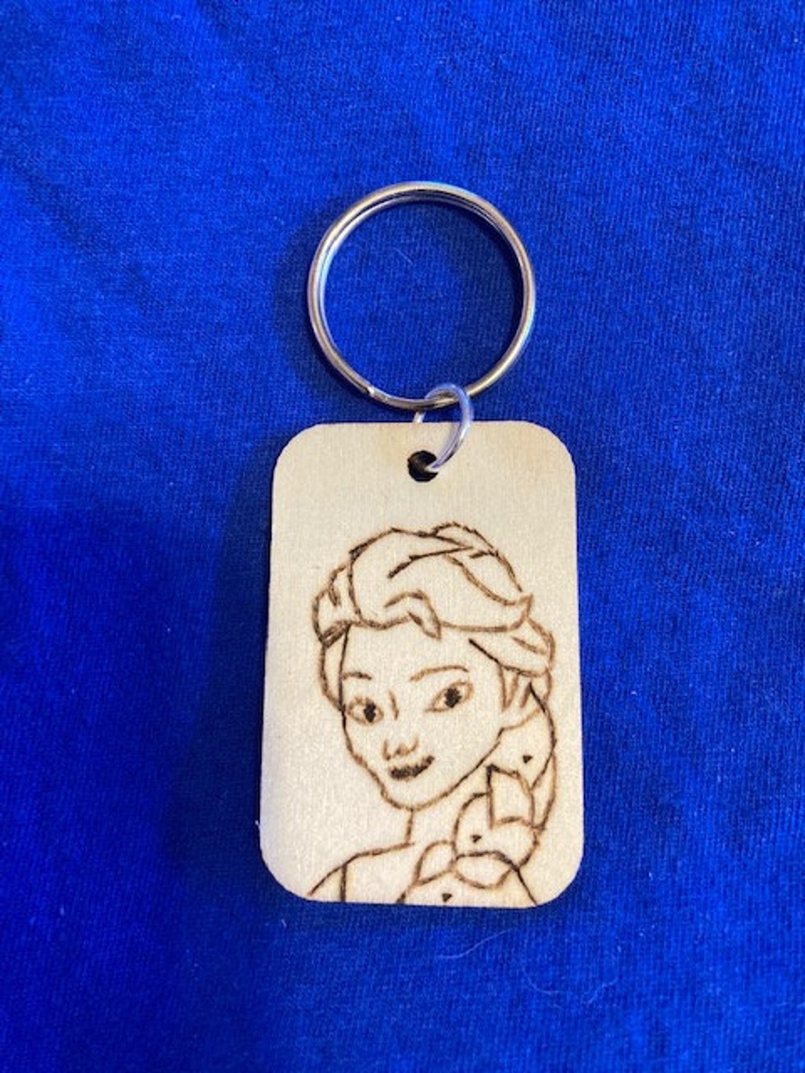 Elsa Wood Burned Keychain Frozen Wood Keychain Elsa Keychain Etsy