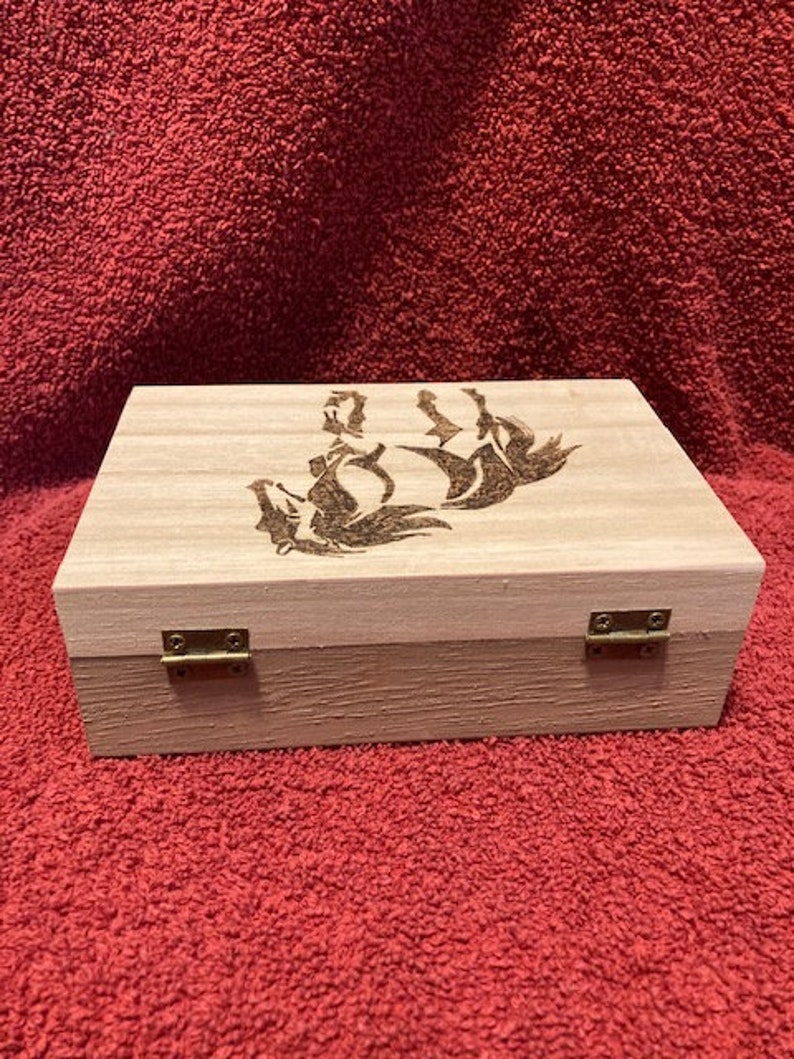 Horse Wood Burned Jewelry Box, Horse Wooden Keepsake Box, Horse Trinket