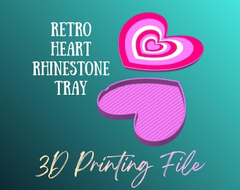 DIGITAL FILE - Retro Heart Rhinestone Tray - STL 3MF - 3D Printing